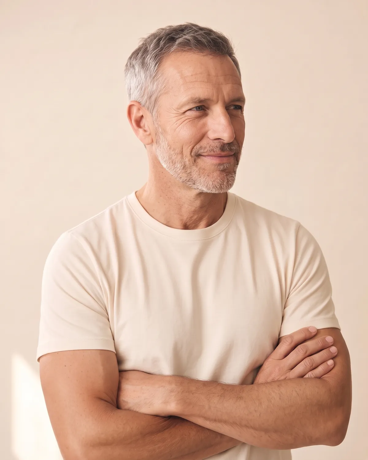 Man with arms crossed, ready for his physical exam in Vero Beach